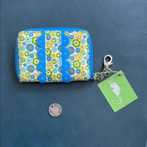 NWT Vera Bradley "English Meadow" Zip Card Wallet in Blue, Green & Yellow